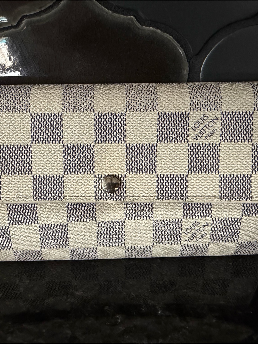 Louis Vuitton Blue and White Damier Azur Canvas Women's Wallet